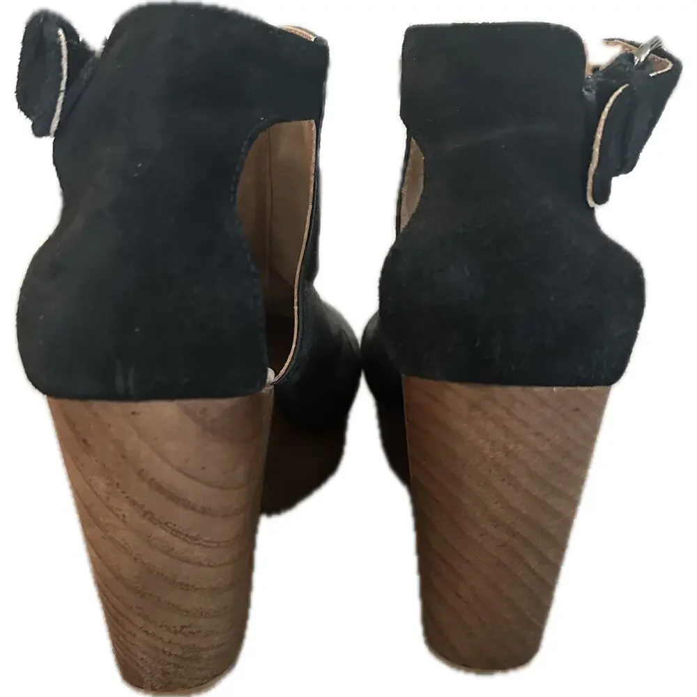 Free People Amber Orchard suede leather wooden boho clog sandals size 38/US 7.5